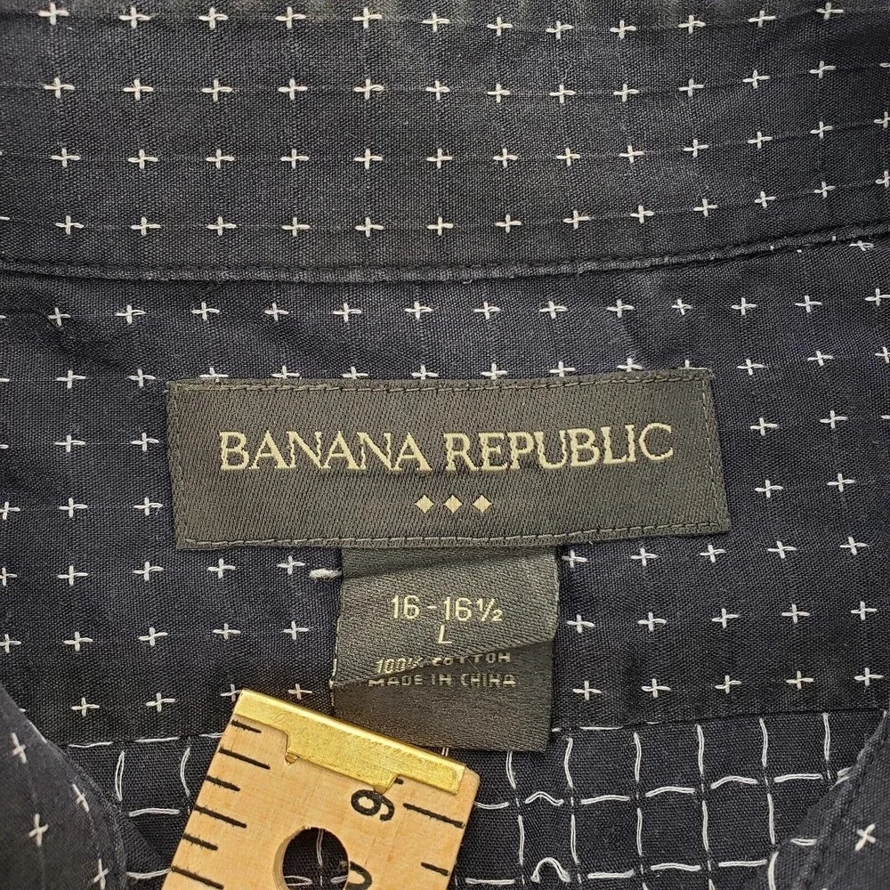 Banana Republic Shirt Mens 16‎ 16.5 Large blue Long Sleeve Button Up